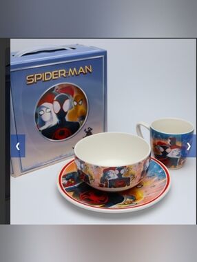 3 Pc. Spider-Man Kids Bowl, Plate & Mug Set - Blue, Red, Yellow